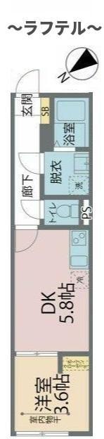カインドネス狭山ヶ丘(1DK/3階)の間取り写真
