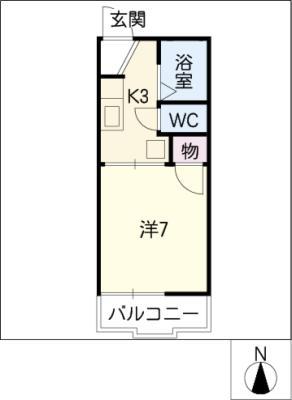 シャルマン A(1K/1階)の間取り写真