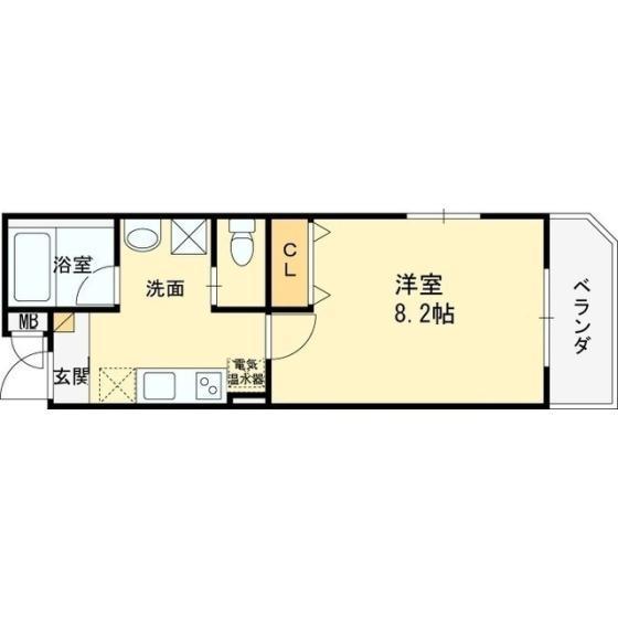 ブライト日根野Ⅱ(1K/1階)の間取り写真