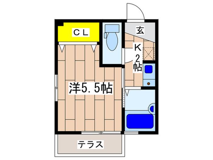 GAヒルズ山手(1K/1階)の間取り写真