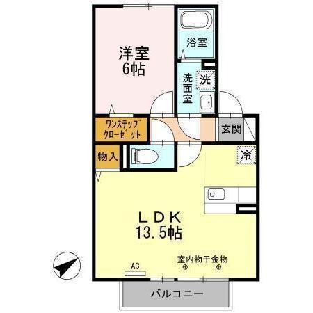 イーストヒルズ高松E(1LDK/2階)の間取り写真