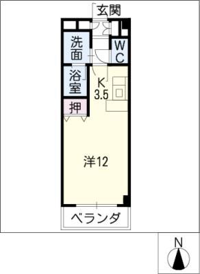 RISハイム(ワンルーム/2階)の間取り写真