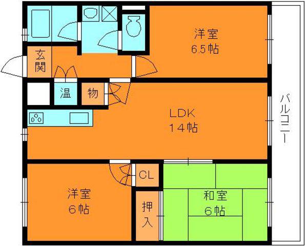 清川参番館(3LDK/5階)の間取り写真