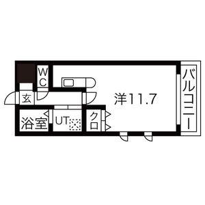 プランドール荒子川公園(ワンルーム/3階)の間取り写真