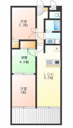 シャロームビオン R(3LDK/2階)の間取り写真