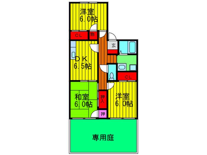 フレグランス香里園(3DK/1階)の間取り写真