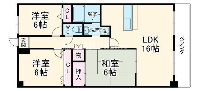 ブランチ913(3LDK/6階)の間取り写真