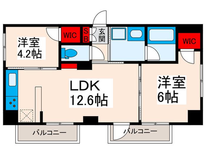 プライムアーバン西日暮里フロント(2LDK/14階)の間取り写真