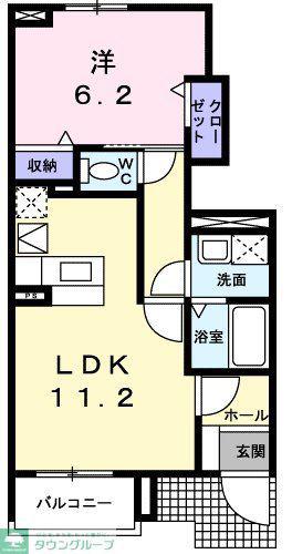レフィナードII(1LDK/1階)の間取り写真