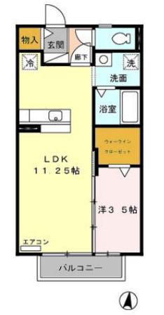 クルール(1LDK/2階)の間取り写真