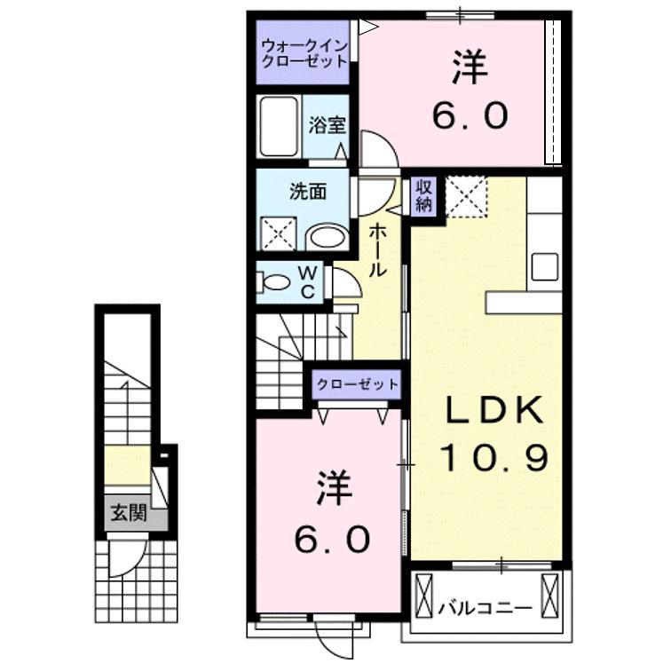 リューナ B(2LDK/2階)の間取り写真