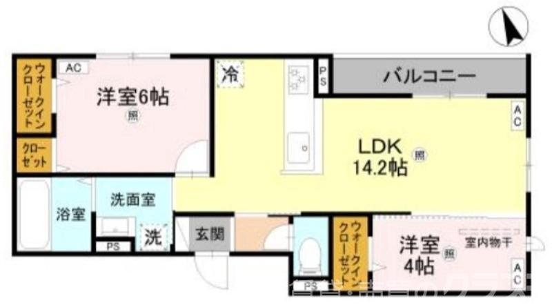 パサログランデ浜寺諏訪森III(2LDK/3階)の間取り写真