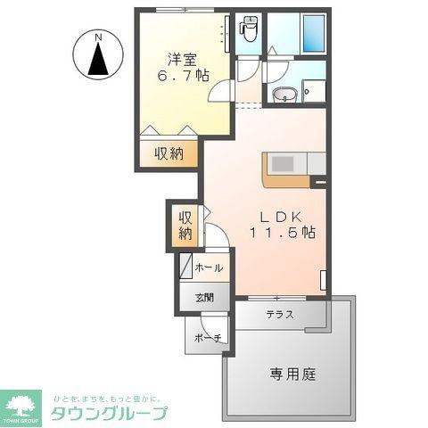 ヴィサージュ 彩(1LDK/1階)の間取り写真