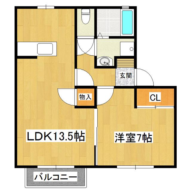 ベルエポック稲荷前(1LDK/1階)の間取り写真