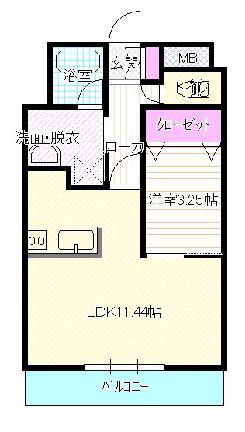 ドエル小串(1LDK/3階)の間取り写真