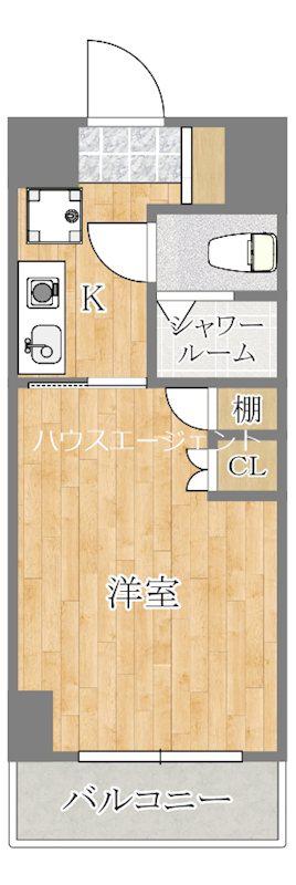 ニューガイア リルーム葛西駅南NO.20(1K/4階)の間取り写真