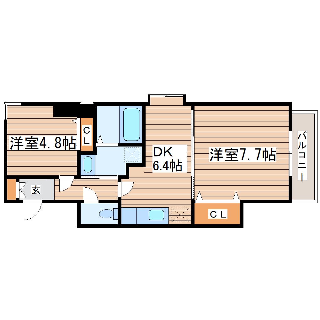 アネシス泉中央(2DK/5階)の間取り写真