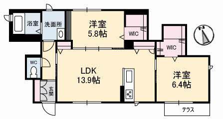 ネオ マーレ(2LDK/1階)の間取り写真