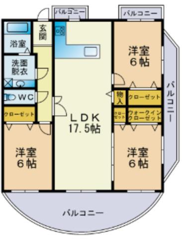 アスティオンノガミ(3LDK/3階)の間取り写真