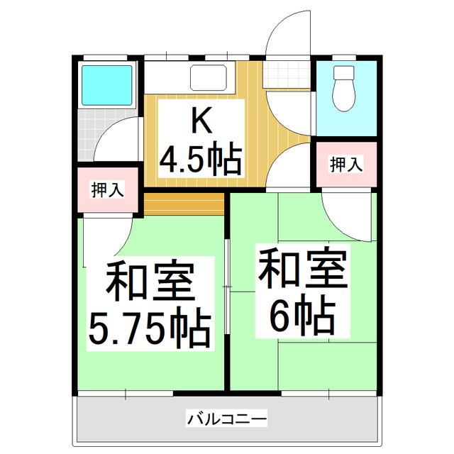 やさかゴパール(2K/2階)の間取り写真