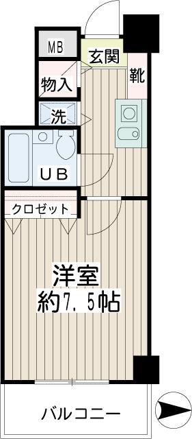 サウスピアコート(1K/4階)の間取り写真