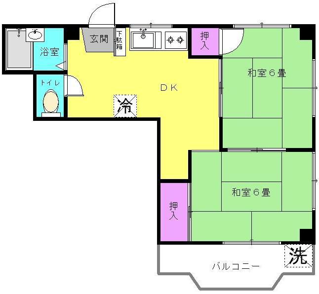 メゾン中台(2DK/1階)の間取り写真