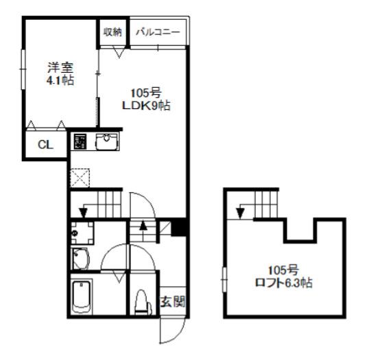 CASA SOLEIL(1LDK/1階)の間取り写真