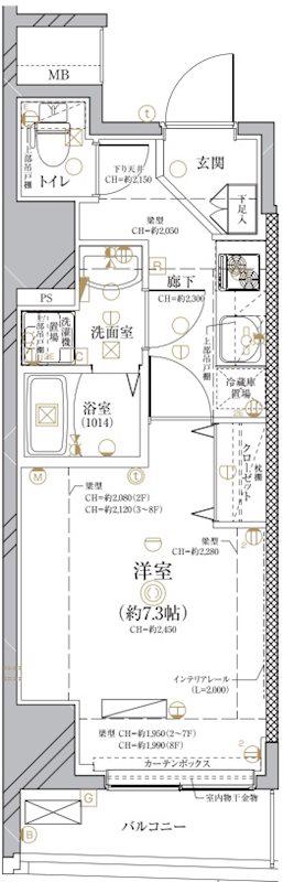 ディアレイシャス西大島駅前(1K/2階)の間取り写真