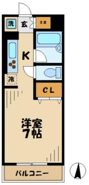ハイライズガーデン(1K/6階)の間取り写真
