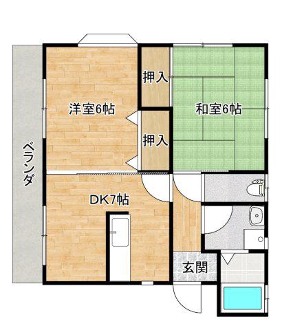 ドリームハイツムラカミ(2DK/2階)の間取り写真