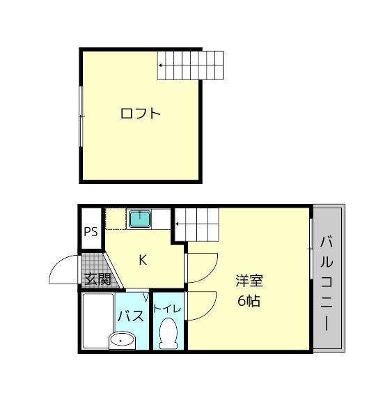 MS法蓮町(1K/2階)の間取り写真
