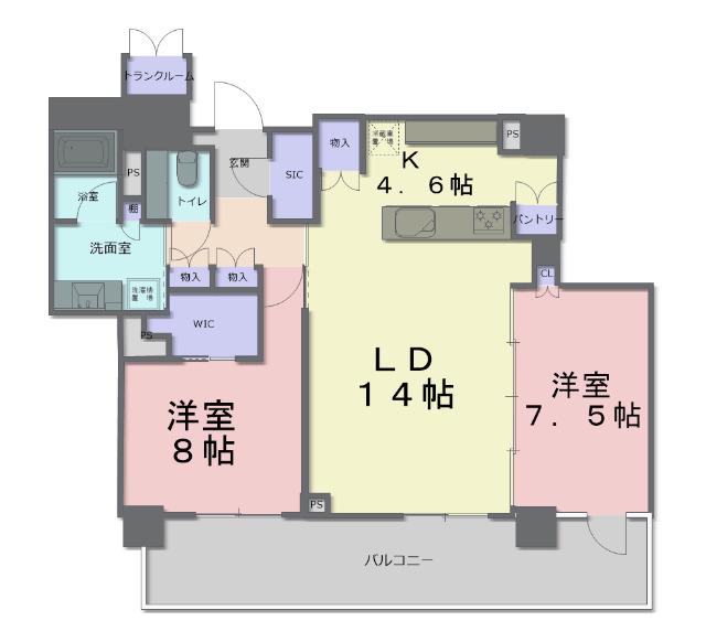 ブリリアタワー前橋(2LDK/27階)の間取り写真