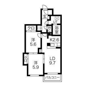 ミーテ新さっぽろ(2LDK/2階)の間取り写真