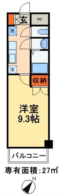 CASSIA東千葉(1K/5階)の間取り写真