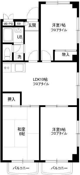 東和コーポ(3LDK/4階)の間取り写真