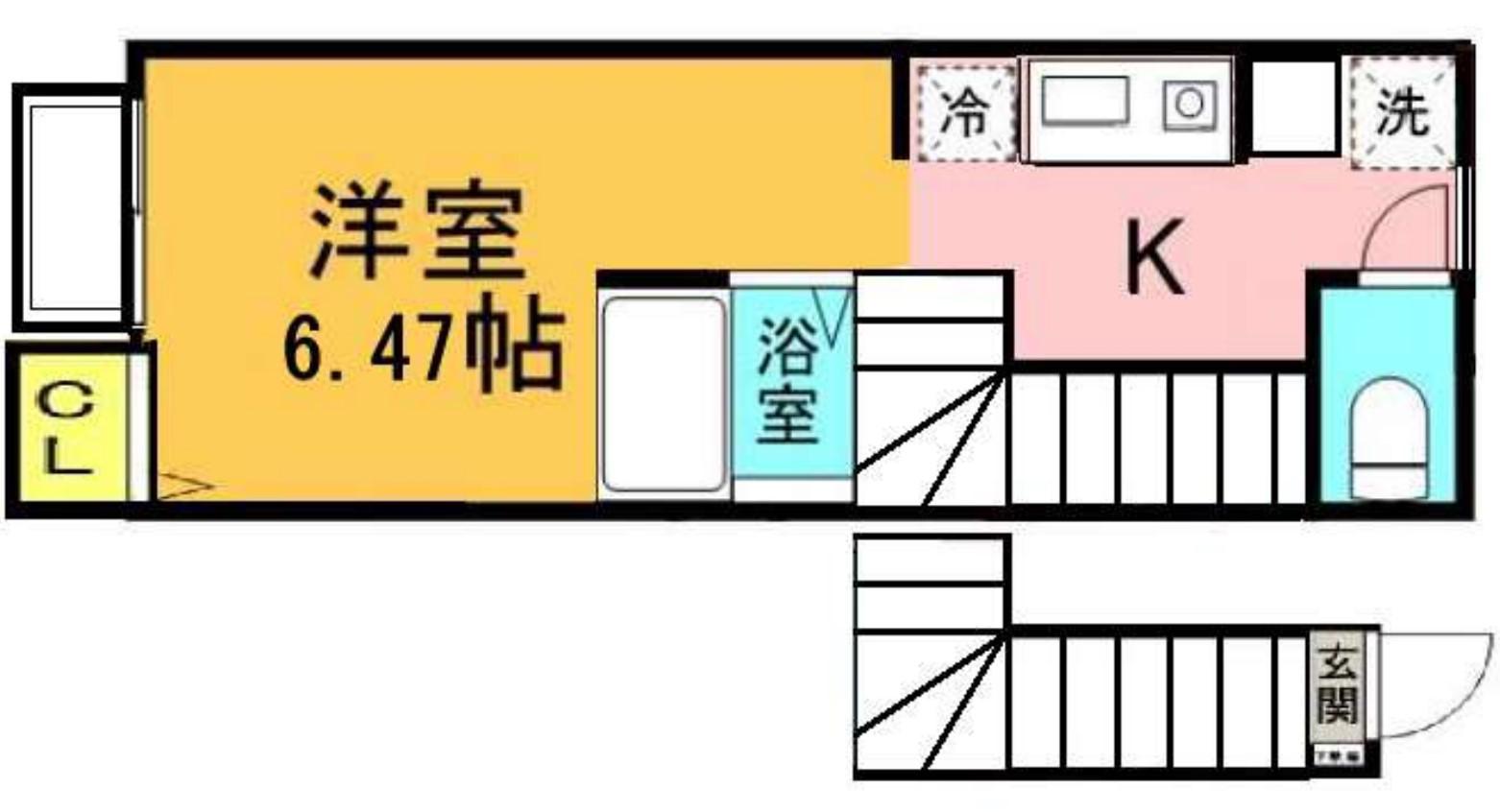 LIVART CARM桜堤(1K/2階)の間取り写真