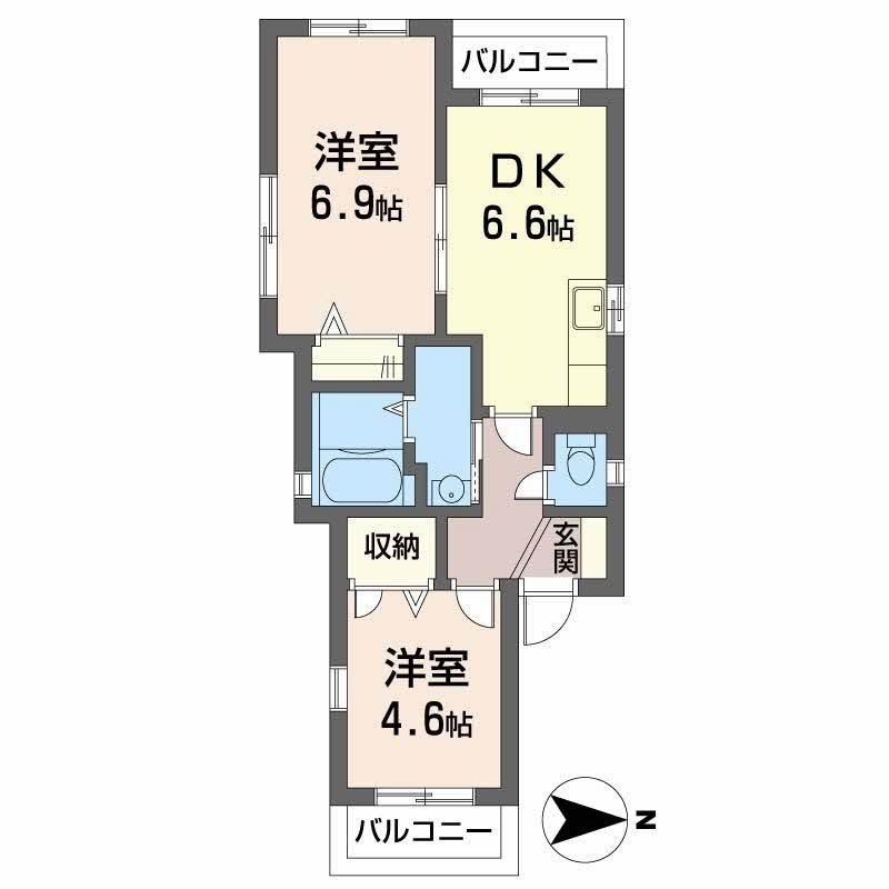 VIVER6(2DK/2階)の間取り写真