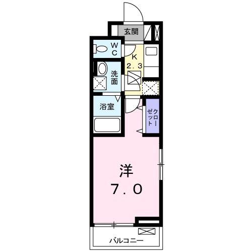 セルカS II(1K/2階)の間取り写真