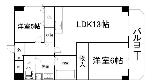 日宝ライフ桜ノ宮(2LDK/8階)の間取り写真