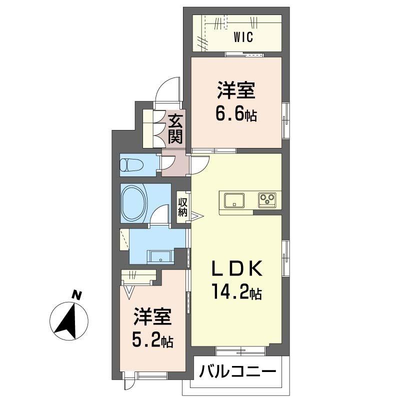 アドニス(2LDK/2階)の間取り写真