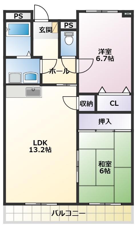メゾンソレイユ(2LDK/2階)の間取り写真