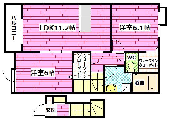 トランクワル(2LDK/2階)の間取り写真