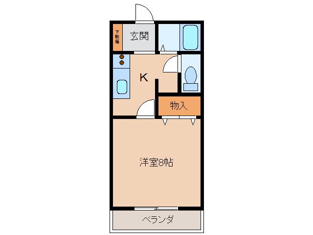 サン・FRIENDS安田IIIIII(1K/2階)の間取り写真