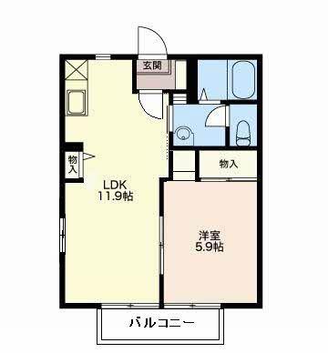 あおぞの(1LDK/2階)の間取り写真