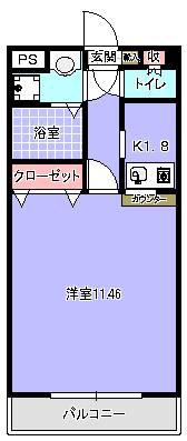ブランドールヒルズ幕張(1K/4階)の間取り写真