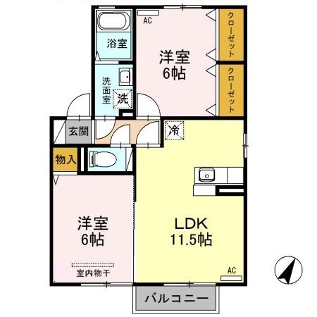 オリーブ B201(2LDK/2階)の間取り写真