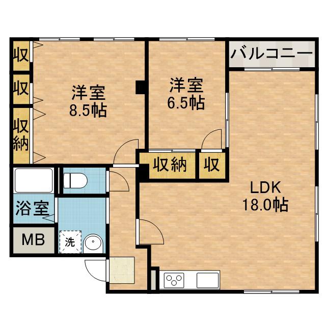 アメニティーKB(2LDK/1階)の間取り写真