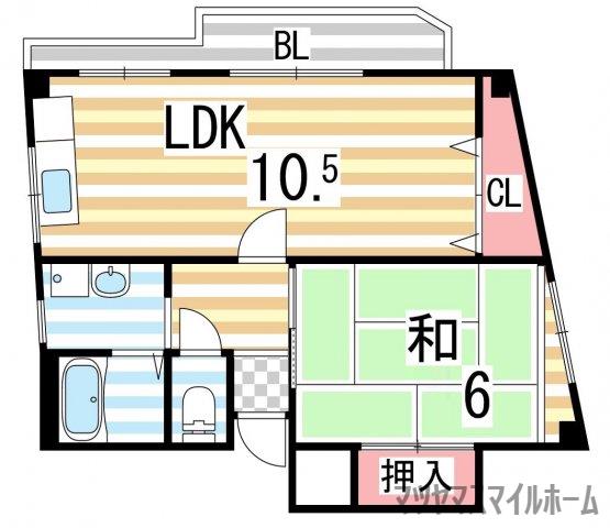 OKハイツ 2(1LDK/3階)の間取り写真