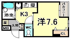 プレサンス神戸メリケンパーク前(1K/10階)の間取り写真