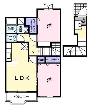 グロースコート(2LDK/2階)の間取り写真